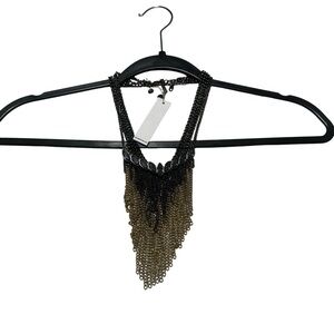 Elegant Black and Gold Chain Layering Versatile Necklace